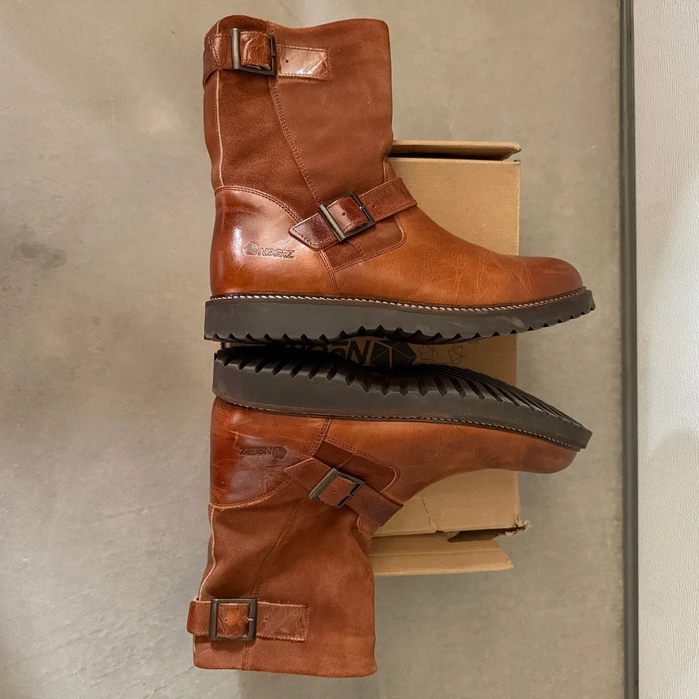 NoGRZ I.Jones Men Cognac Leather Suede Shearling Boots EU 45 Made in Portugal